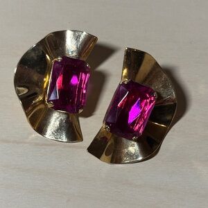 Vintage Pink Gemstone Statement Earrings ( dead stock )